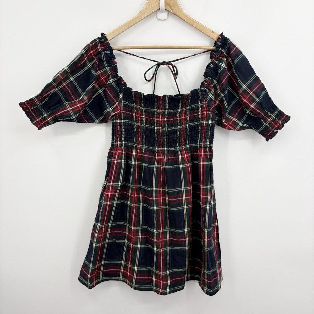 Hill House Athena Nap Dress Small Tartan Plaid Dark Cottage English Countryside